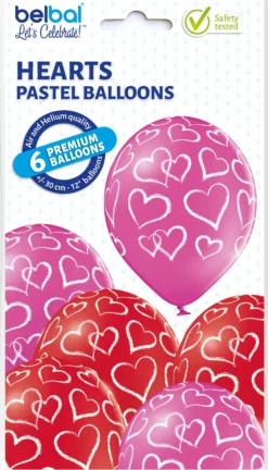 Sydämet ilmapallo 30 cm 6 kpl/pkt