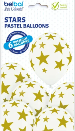 Tähdet ilmapallo 30 cm valkoinen 6 kpl/pkt