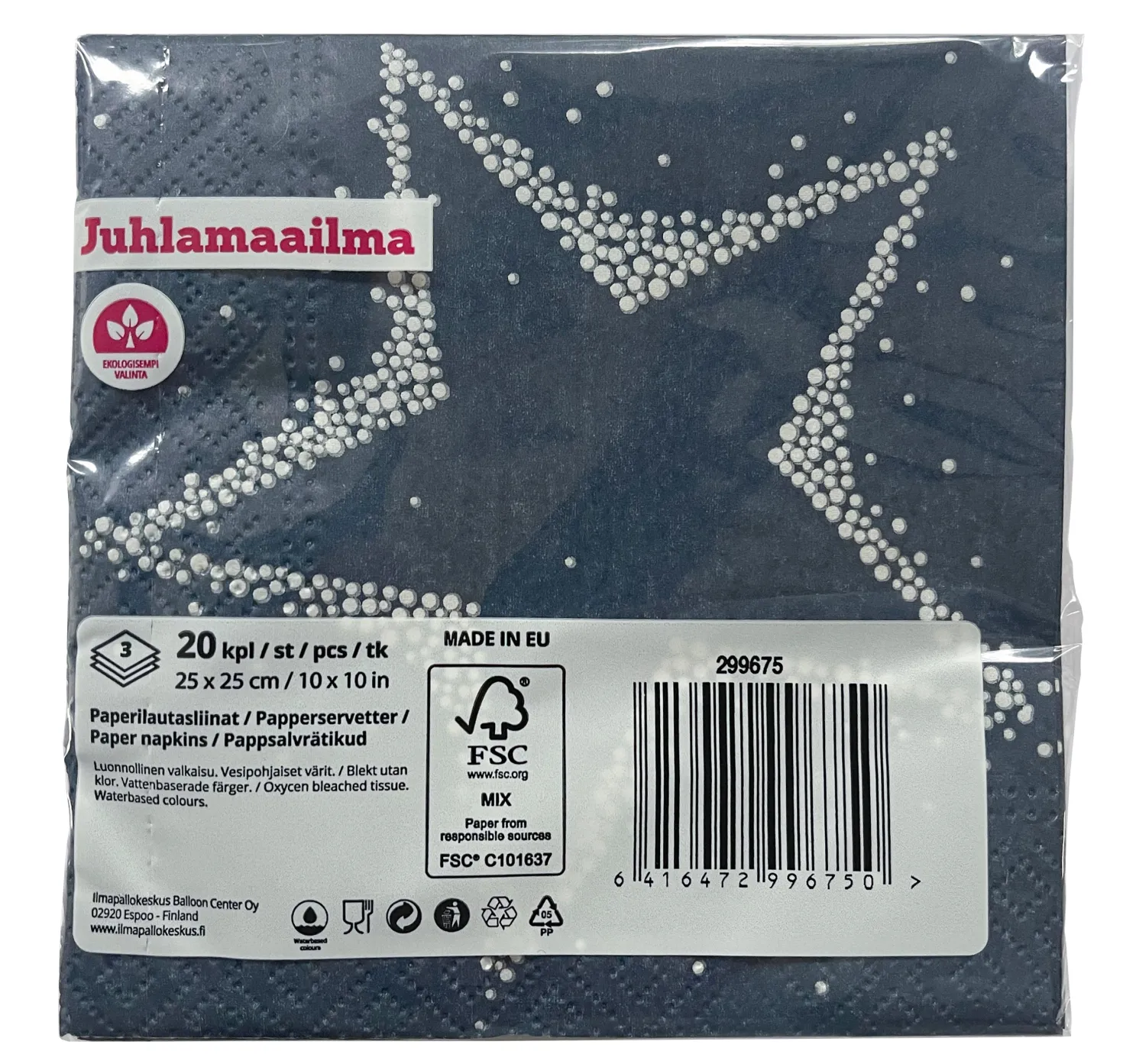 Tähti lautasliina sininen 25 x 25 cm 20 kpl/pkt