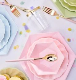 Vert Decor kuusikulmainen pieni lautanen vaaleansininen 6 kpl/pkt
