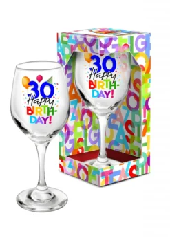 Viinilasi Happy Birthday 30