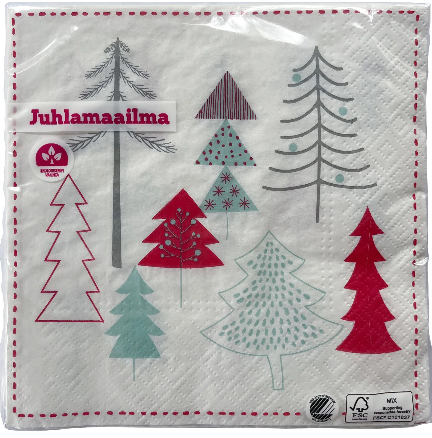 Värikkäät joulukuuset lautasliina 33 x 33 cm 20 kpl/pkt