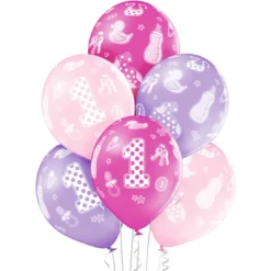 1 vuotta ilmapallo 30 cm pinkin ja lilan sävyt 6 kpl/ pkt